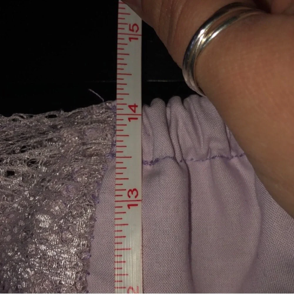 Sheer Side Shiny Lace and Cotton Plus Size Lavender Cardigan & Skirt XXL 47-52” - Picture 10 of 12